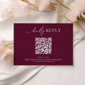 Moderne Minimaal Burgundy Boho Trouw QR Code RSVP Kaartje