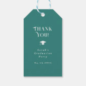 Moderne Minimaal Chic Script Afstudeerfeest Teal Cadeaulabel (Achterkant)