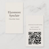Moderne Minimaal Chocolate Proeverij Qr Code Visitekaartje (Voorkant / Achterkant)