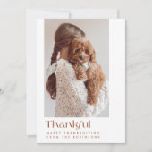 Moderne Minimaal Dankbare Thanksgiving Fotokaart Feestdagenkaart (Voorkant)