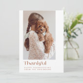 Moderne Minimaal Dankbare Thanksgiving Fotokaart Feestdagenkaart (Staand voorkant)