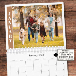 Moderne Minimaal Eén Foto Per Maand Terracotta Kalender