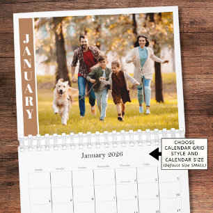 Moderne Minimaal Eén Foto Per Maand Terracotta Kalender