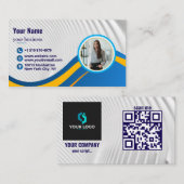 Moderne Minimaal Eenvoudig Professionele QR-code F Visitekaartje (Voorkant / Achterkant)