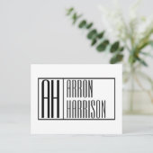 Moderne Minimaal Eerste Letters & Naam Logo Briefkaart (Staand voorkant)