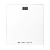 Moderne Minimaal Effen Zwart Witte Aangepaste Mono Notitieblok (Voorkant)