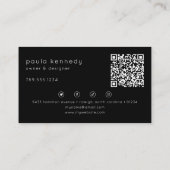 Moderne Minimaal Elegant Zwart Monogram QR Code Visitekaartje (Achterkant)