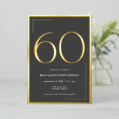 Moderne minimaal elegante 60e verjaardag folie uitnodiging (Staand Voorkant)