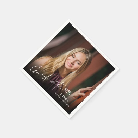 Moderne minimaal elegante Afstuderen scriptfoto Servet (Hoek)