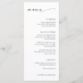 Moderne minimaal elegante bruiloft menu (Voorkant)