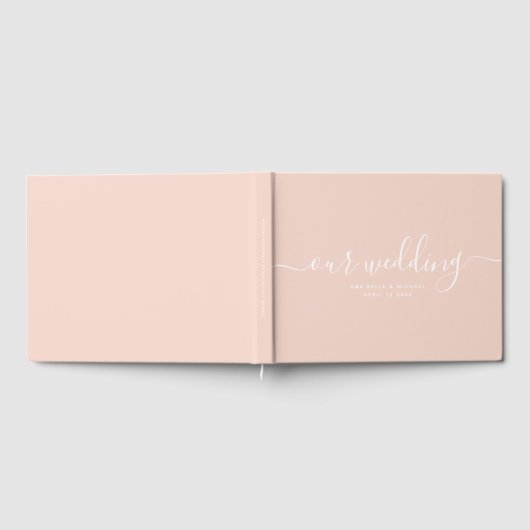 Moderne minimaal elegante chique blush roze bruilo gastenboek (Volledig)