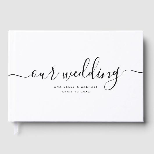 Moderne minimaal elegante chique handgeschreven br gastenboek (Voorkant)