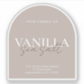 Moderne Minimaal Elegante Kaarslabel met Boog Sticker (Voorkant)