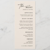 Moderne minimaal elegante kalligrafie script bruil menu (Voorkant)