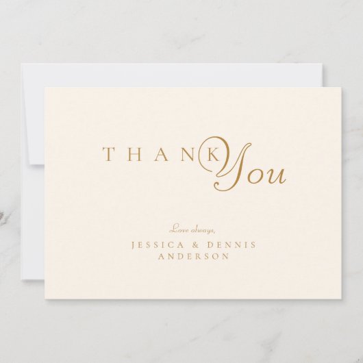 Moderne minimaal elegante koperen typografie bruil bedankkaart (Voorkant)