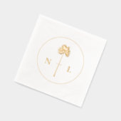 Moderne minimaal elegante monogram Tropische bruil Folie Servetten (Links)