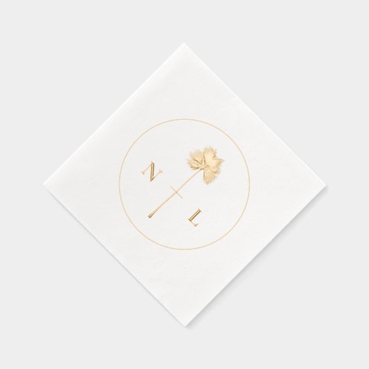 Moderne minimaal elegante monogram Tropische bruil Folie Servetten (Rechts)