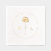 Moderne minimaal elegante monogram Tropische bruil Folie Servetten (Voorkant)