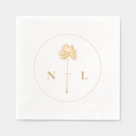 Moderne minimaal elegante monogram Tropische bruil Folie Servetten (Voorkant)