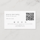 Moderne minimaal elegante roze monogram QR-code Visitekaartje (Achterkant)