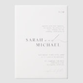 Moderne minimaal elegante schone script foto bruil vellum uitnodigingen (Voorkant)