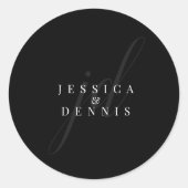 Moderne minimaal elegante script monogram bruiloft ronde sticker (Voorkant)