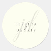 Moderne minimaal elegante script monogram bruiloft ronde sticker (Voorkant)