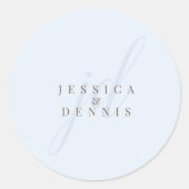 Moderne minimaal elegante script monogram bruiloft ronde sticker (Voorkant)