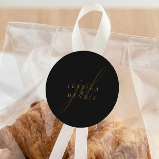 Moderne minimaal elegante script monogram bruiloft ronde sticker