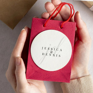 Moderne minimaal elegante script monogram bruiloft ronde sticker