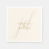 Moderne minimaal elegante script monogram bruiloft servet (Voorkant)