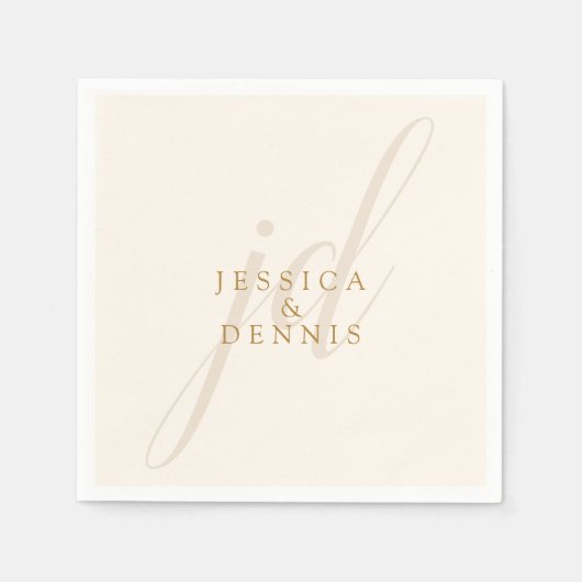 Moderne minimaal elegante script monogram bruiloft servet (Voorkant)