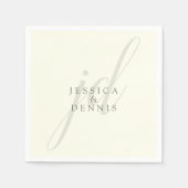 Moderne minimaal elegante script monogram bruiloft servet (Voorkant)