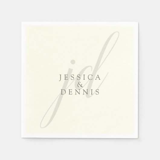 Moderne minimaal elegante script monogram bruiloft servet (Voorkant)