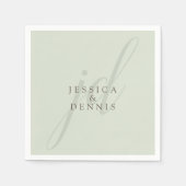 Moderne minimaal elegante script monogram bruiloft servet (Voorkant)