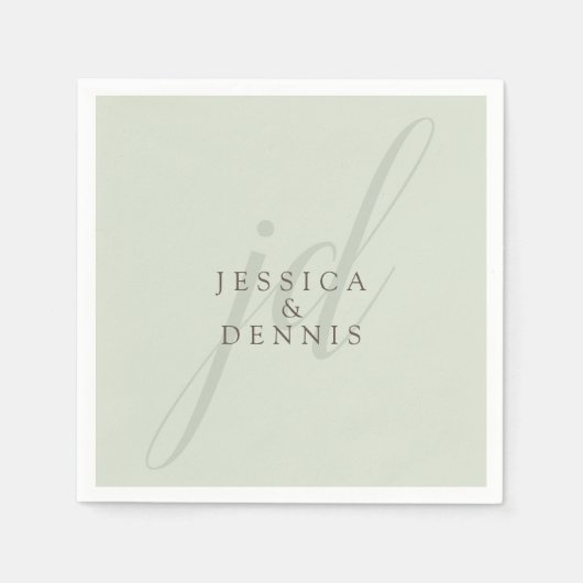 Moderne minimaal elegante script monogram bruiloft servet (Voorkant)