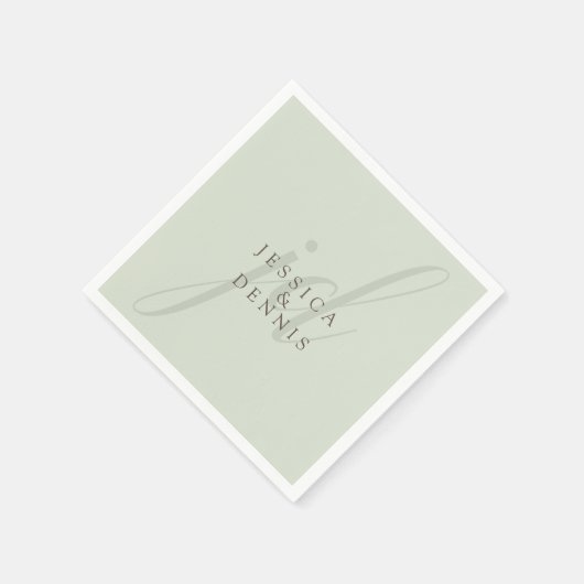 Moderne minimaal elegante script monogram bruiloft servet (Hoek)