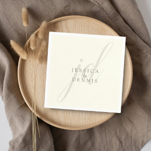 Moderne minimaal elegante script monogram bruiloft servet