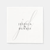 Moderne minimaal elegante script monogram bruiloft servet (Voorkant)