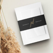 Moderne minimaal elegante script monogram bruiloft uitnodigingen wikkel