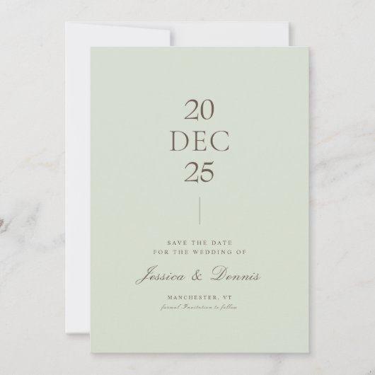 Moderne minimaal elegante scriptsalie Sla de datum Kaart (Voorkant)