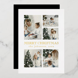 Moderne Minimaal Elegante Typografie Foto Kerstmis Folie Feestdagenkaart