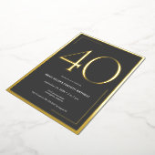 Moderne minimaal elegante veertigste verjaardag folie uitnodiging (Gedraaid)