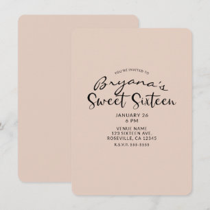 Moderne Minimaal Elke Kleur Sweet 16 Zestien Feest Kaart