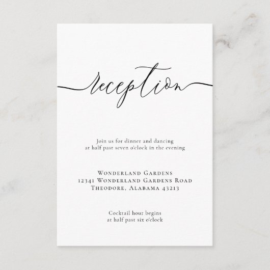 Moderne Minimaal Feest Bruiloftsreceptie Informatiekaartje (Voorkant)