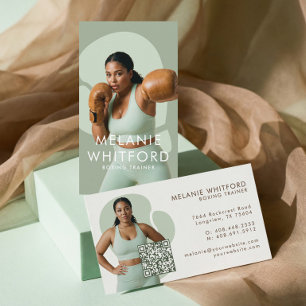 Moderne Minimaal Fitness Bokstrainer Foto QR Visitekaartje