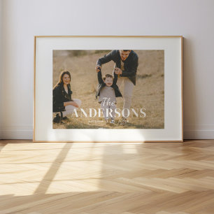 Moderne Minimaal Foto Aangepaste Familienaam Poster