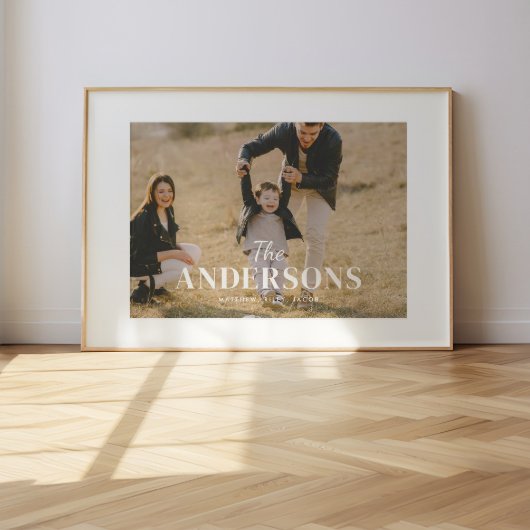 Moderne Minimaal Foto Aangepaste Familienaam Poster