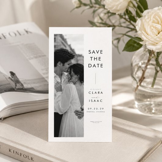 Moderne Minimaal Foto Booth Save the Date Kaart.