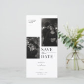 Moderne Minimaal Foto Collage Bewaar De Datum Save The Date (Staand voorkant)